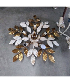 PLAFONNIER FLEUILLES DOREES BLANCHES
