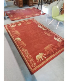 TAPIS ORANGÉ AUX ÉLÉPHANTS 160X228