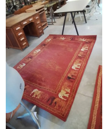 TAPIS ORANGÉ AUX ÉLÉPHANTS 230X160CM