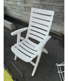 FAUTEUIL DE JARDIN PLIANT RÉSINE BLANC AJOURÉ 