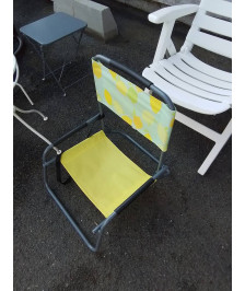 SIÈGE DE PLAGE PLIANT MÉTAL GRIS ET TOILE JAUNE 