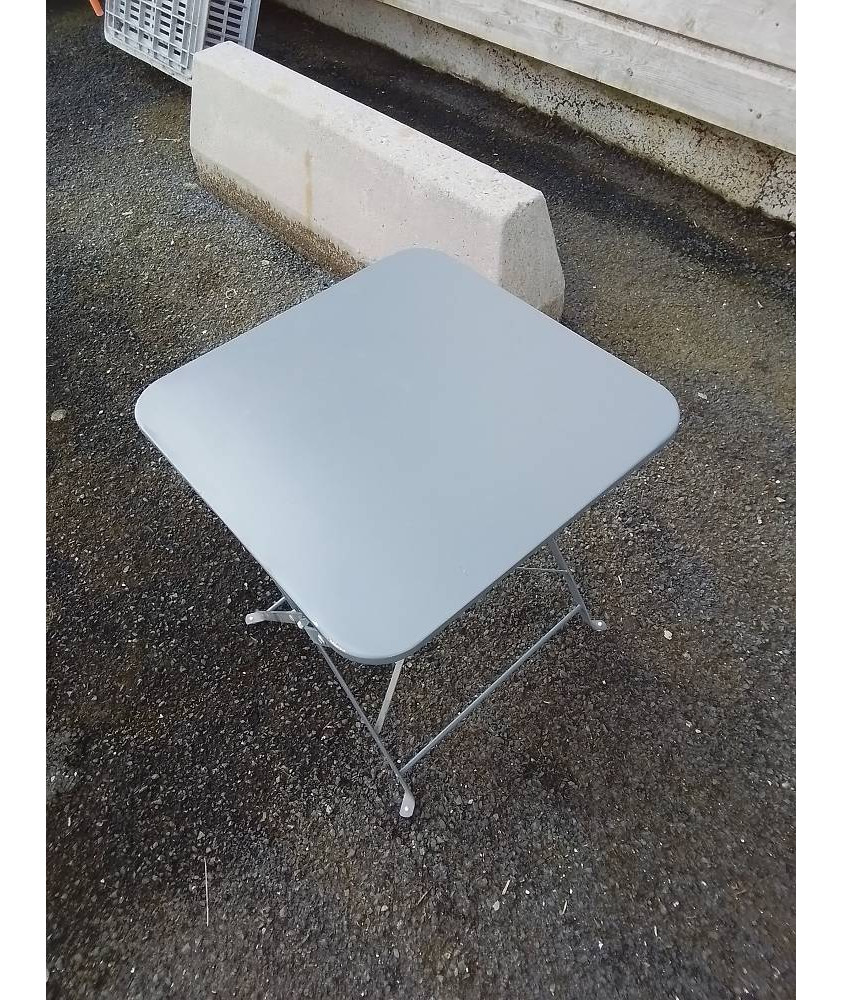 TABLE BASSE DE JARDIN CARRÉ PLIANTE METAL GRIS