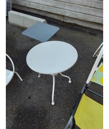 TABLE BASSE DE JARDIN RONDE FER FORGÉ PEINT BLANC