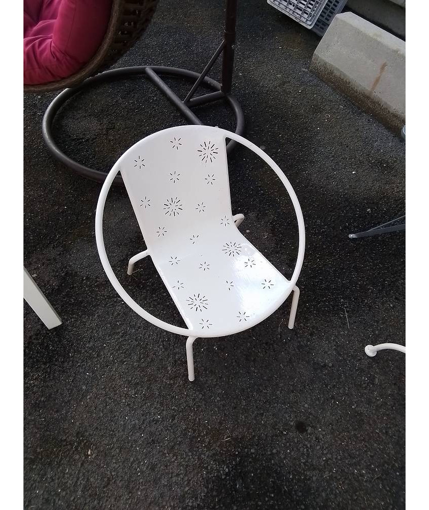 FAUTEUIL DE JARDIN ENFANT MÉTAL PEINT BLANC