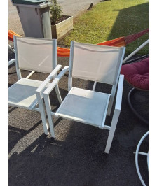 FAUTEUIL DE JARDIN ALU ET TOILE BLANC