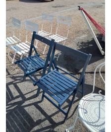 CHAISE PLIANTE BOIS BLEU AJOURÉ 