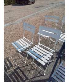 PAIRE DE CHAISES DE JARDIN FER FORGÉ PEINT BLANC XXE