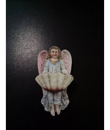 BÉNITIER A L ANGE BISCUIT POLYCHROME XIXE 