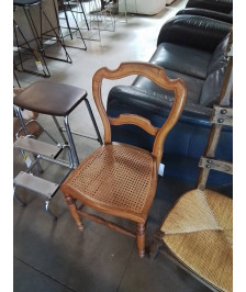 CHAISE BOIS CLAIR ASSISE CANNÉE DOSSIER ÉCHANCRÉ NAPOLÉON III 