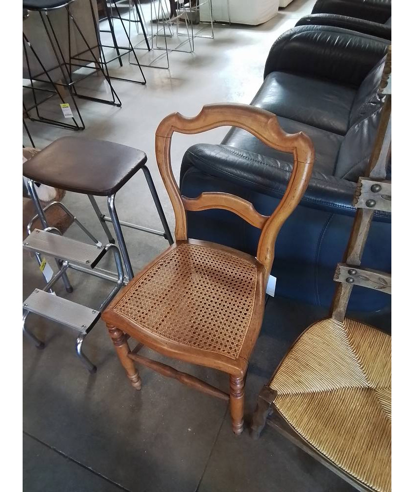 CHAISE BOIS CLAIR ASSISE CANNÉE DOSSIER ÉCHANCRÉ NAPOLÉON III 