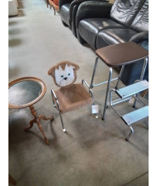 FAUTEUIL ENFANT PIÈTEMENT MÉTAL CHROMÉ ET TISSU DOSSIER D’OURS ANNÉES 70/80