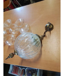 SUSPENSION GLOBE VERRE ET LAITON 