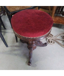 TABOURET A VIS TISSU ROUGE