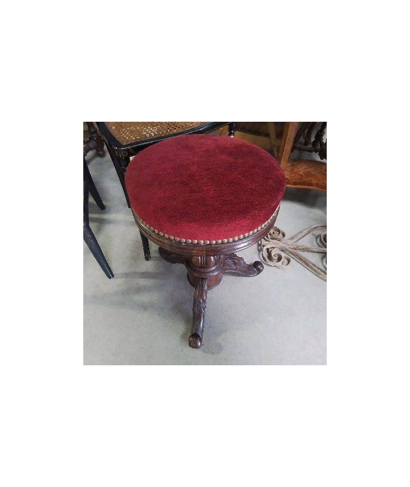 TABOURET A VIS TISSU ROUGE