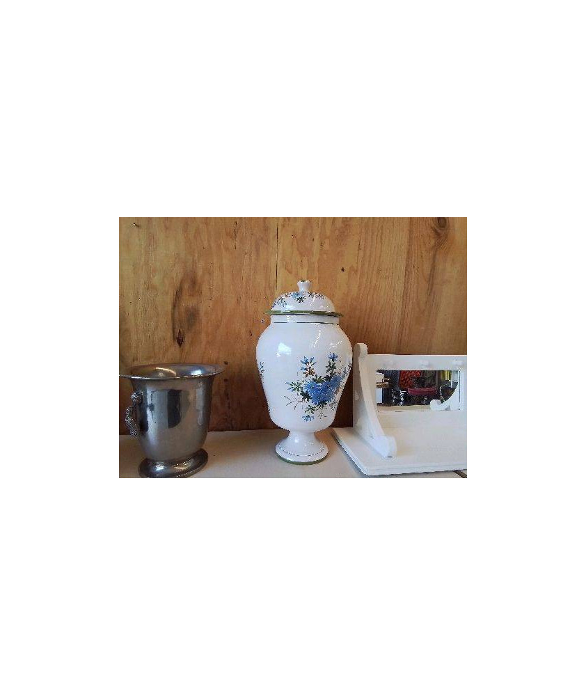 POT À PHARMACIE AVEC MOTIF FLEUR BLEU 