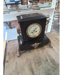 PENDULE NAPOLÉON III MARBRE GARNITURES BRONZE EN L\'ÉTAT 