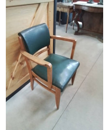FAUTEUIL BRIDGE ART DECO DU PAQUEBOT ILE DE FRANCE BOIS SKAI VERT