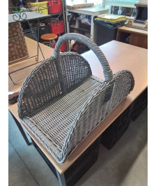 PORTE BÛCHES VANNERIE GRIS