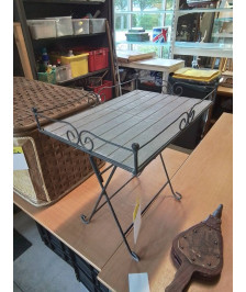 TABLE BASSE D’APPOINT PLIANTE MÉTAL ET BOIS TAUPE