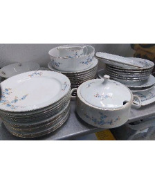 SERVICE DE TABLE PORCELAINE HONGROISE/ FLEURS BLEUES 