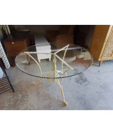TABLE EN FER AVEC PLATEAU EN VERRE 