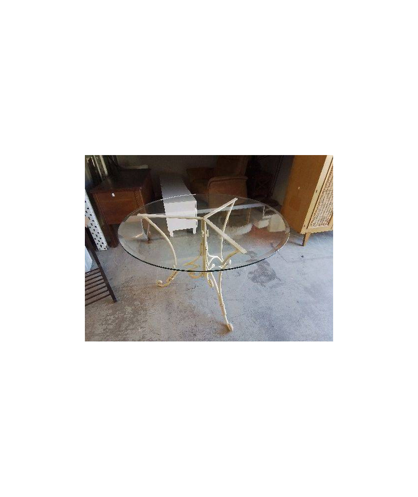 TABLE EN FER AVEC PLATEAU EN VERRE 