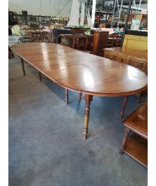 TABLE RONDE EXTENSIBLE STYLE LOUIS PHILIPPE 120X75CM AVEC 5 RALLONGES DE 40CM