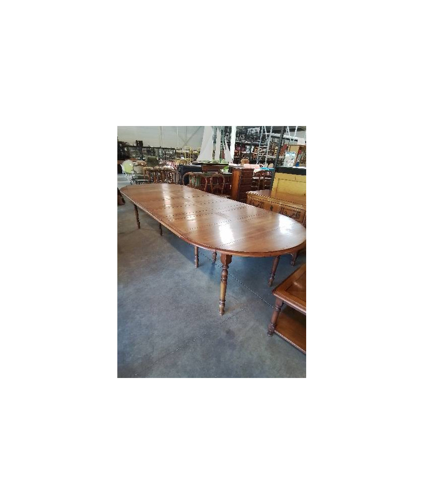 TABLE RONDE EXTENSIBLE STYLE LOUIS PHILIPPE 120X75CM AVEC 5 RALLONGES DE 40CM