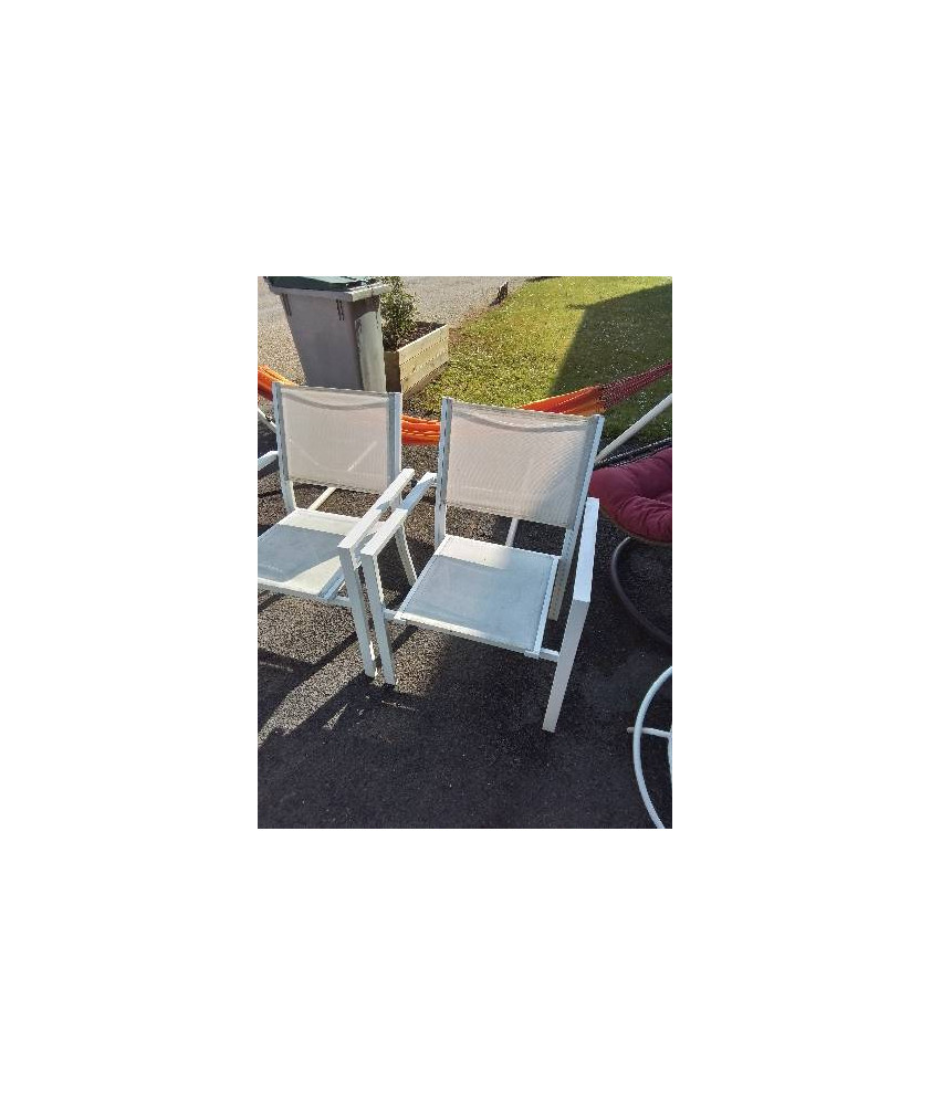 FAUTEUIL DE JARDIN ALU ET TOILE BLANC