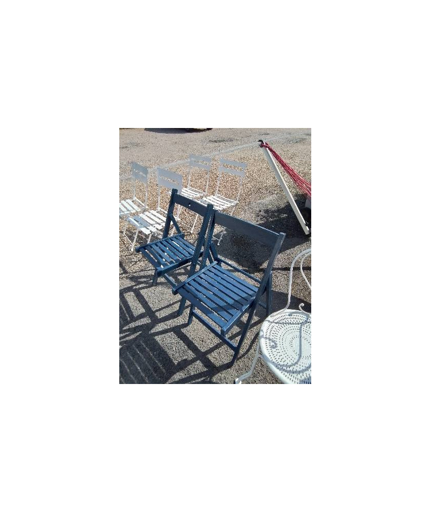 CHAISE PLIANTE BOIS BLEU AJOURÉ 