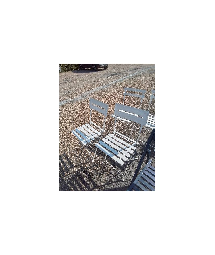 PAIRE DE CHAISES DE JARDIN FER FORGÉ PEINT BLANC XXE