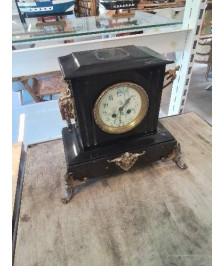 PENDULE NAPOLÉON III MARBRE GARNITURES BRONZE EN L\'ÉTAT 