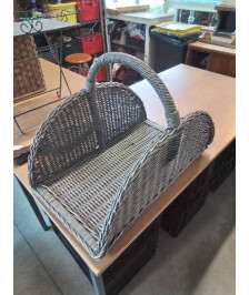 PORTE BÛCHES VANNERIE GRIS