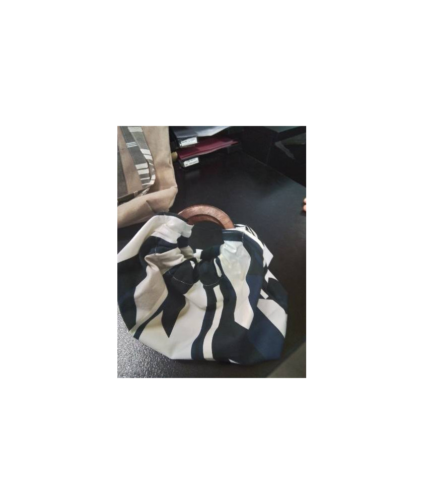 SAC ANNEAUX BOIS NOIR BLANC BLEU