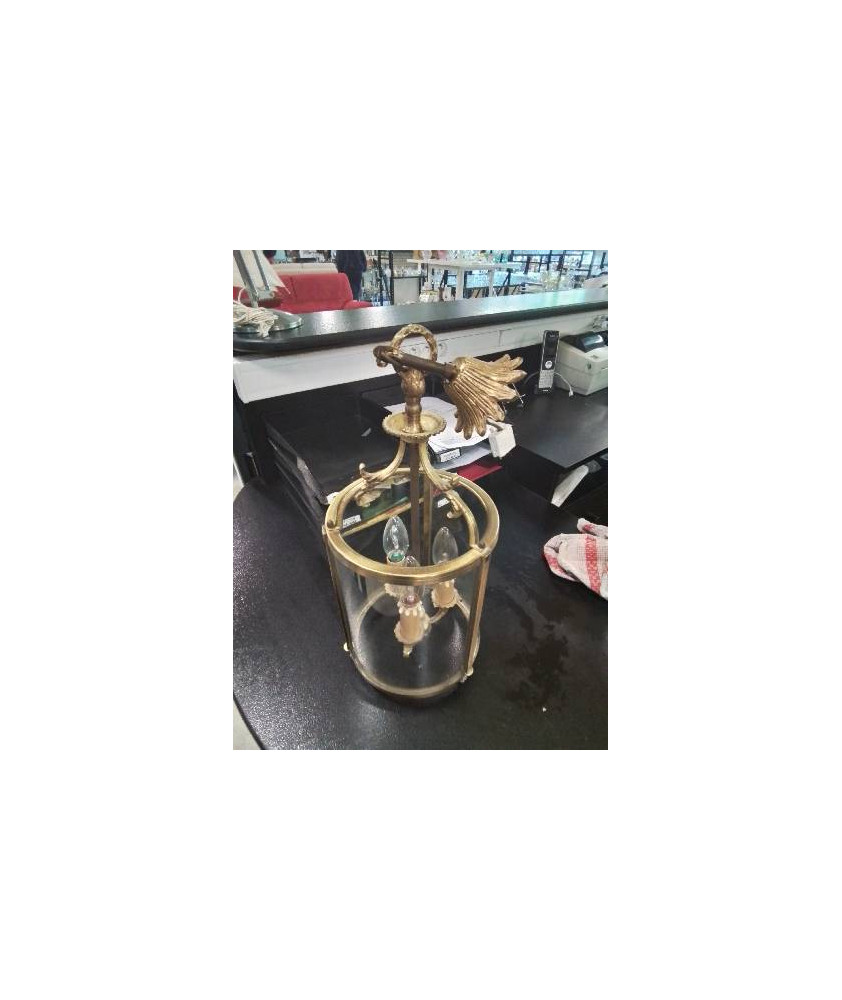 LANTERNE BRONZE ET VERRE 3 FEUX