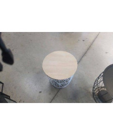 TABLE BOIS FER BLANC 