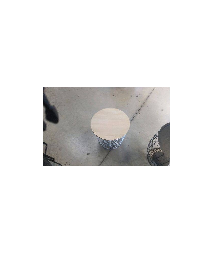 TABLE BOIS FER BLANC 