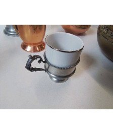 TASSE EN ETAIN ET PORCELAINE 