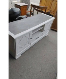 MEUBLE TELE  BLANC ET GRIS