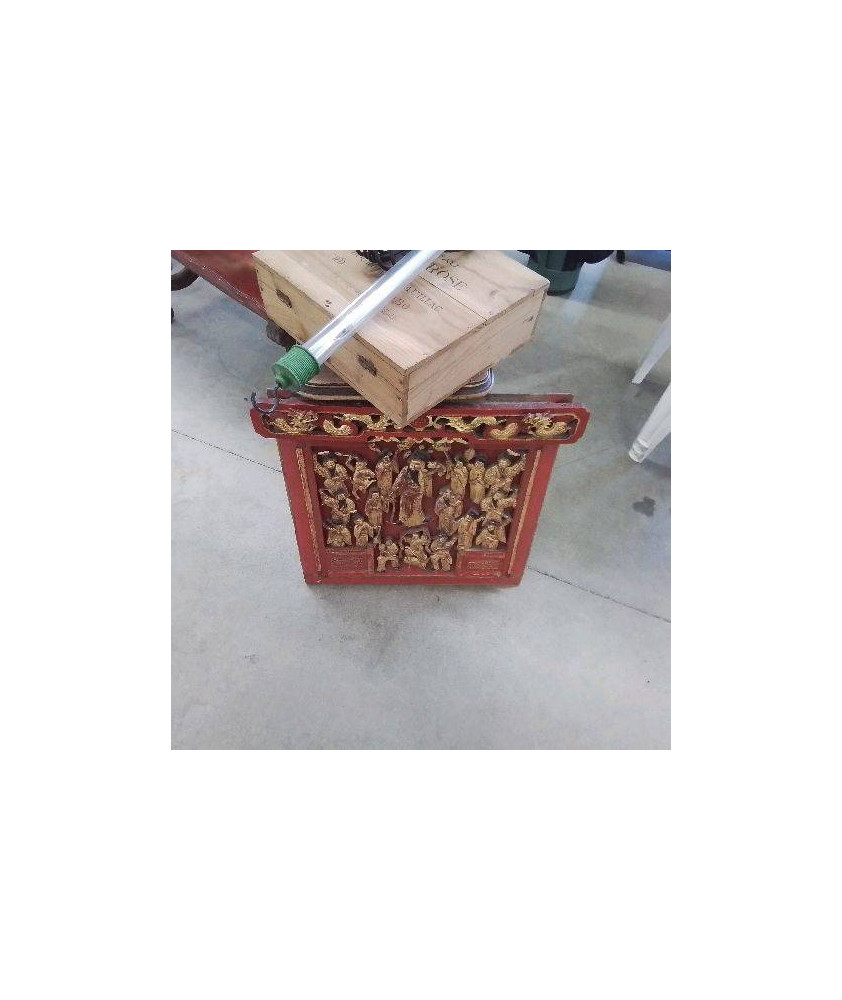 PLAQUE DECO ASIATIQUE ROUGE DORE 