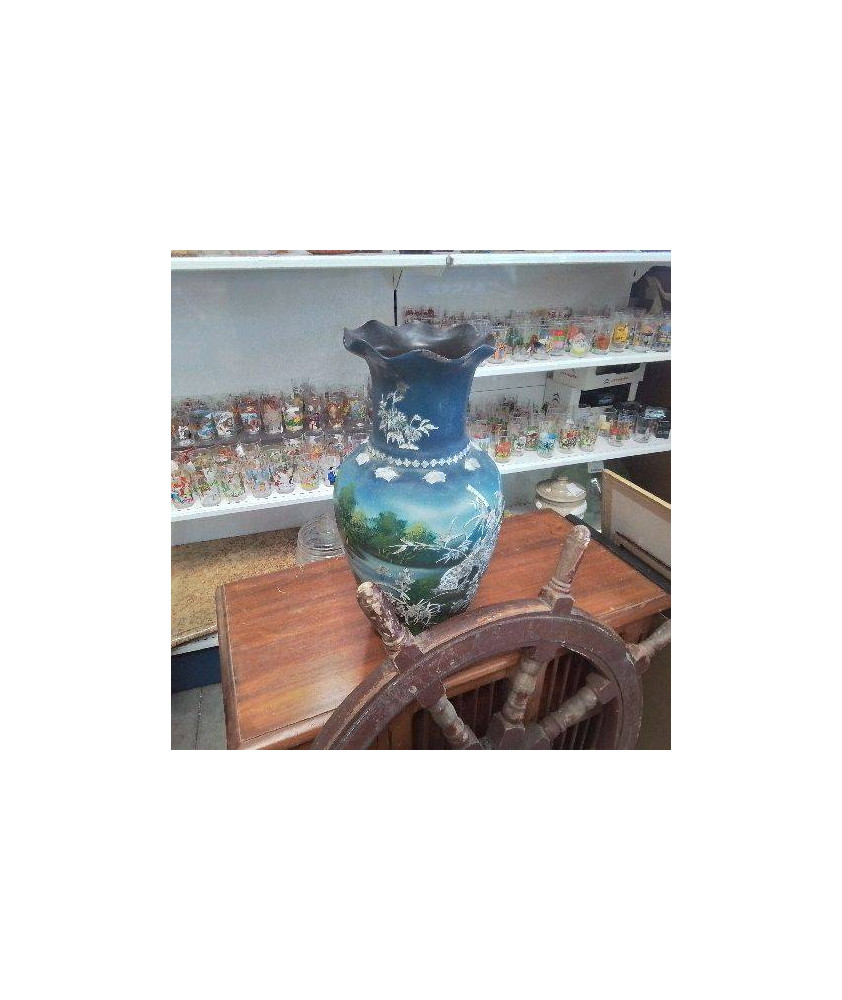 VASE DECO BLEU VERT (INCRUSTATION NACRE)(
