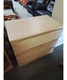 COMMODE BOIS CLAIR 3 TIROIRS 