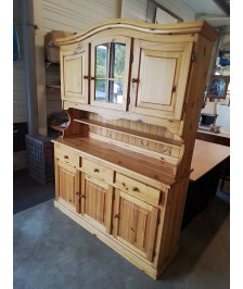 BUFFET VITRÉ PIN 2 CORPS 6 PORTES 3 TIROIRS 