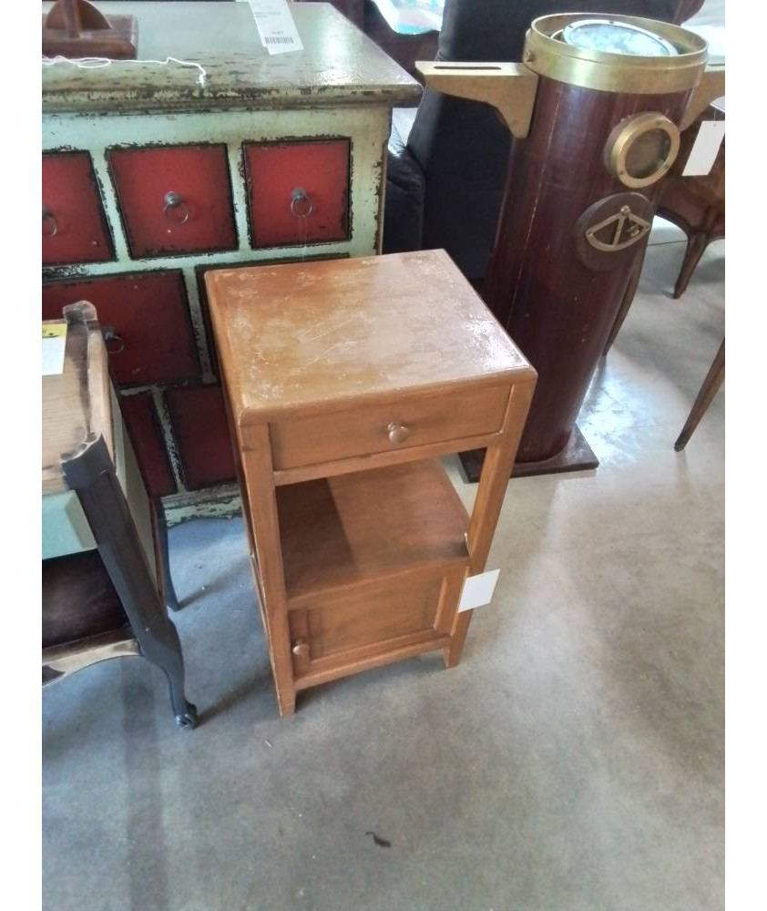CHEVET BOIS CLAIR  1 TIROIR 1 PORTE ANNÉES 40