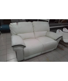 CANAPE 2 PLACES CUIR BLANC RELAX MANUEL