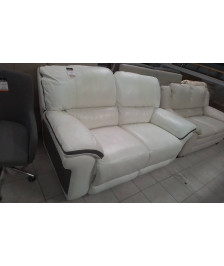 CANAPE 2 PLACES CUIR BLANC ELECTRIQUE +ACCES