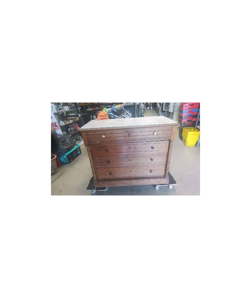 COMMODE 4 TIROIRS DESSUS MARBRE - EN L’ÉTAT 