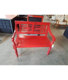 BANC STYLE COLONIAL BOIS   PEINT ROUGE