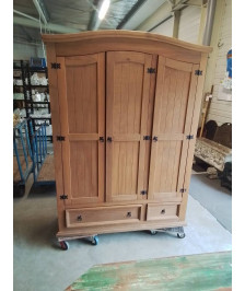 ARMOIRE LINGERE ET PENDERIEEN PIN 3 PORTES 2 TIROIRS 