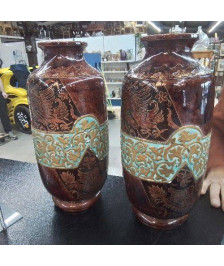 PAIRE DE VASES SARREGUEMINES STYLE ASIATIQUE